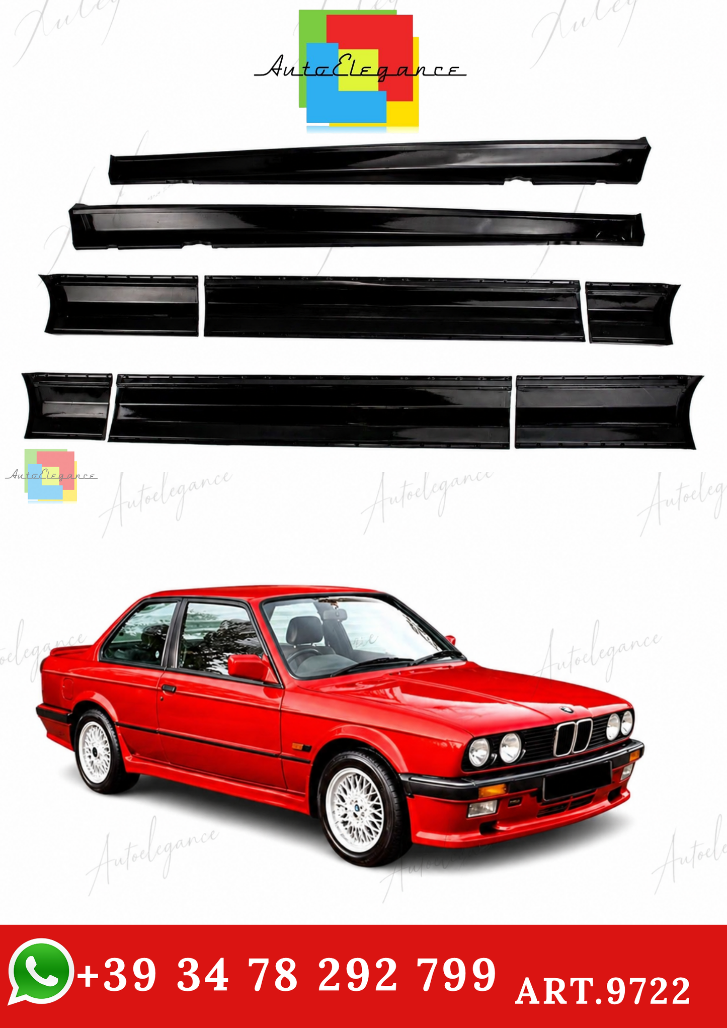 🔥ART.9722 MINIGONNE LATERALI+ PANNELLI PORTA PER BMW 3 COUPE CABRIO 1985-1994🔥