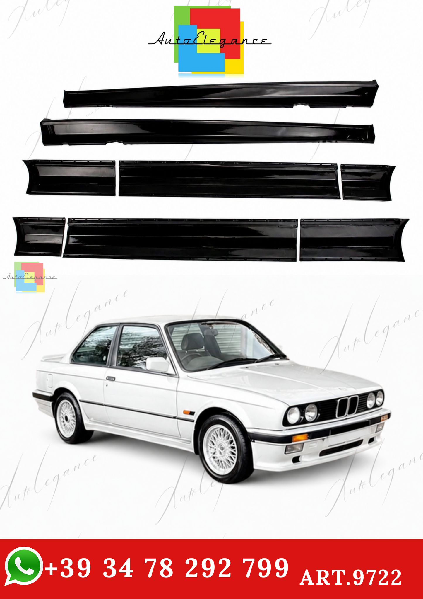 🔥ART.9722 MINIGONNE LATERALI+ PANNELLI PORTA PER BMW 3 COUPE CABRIO 1985-1994🔥