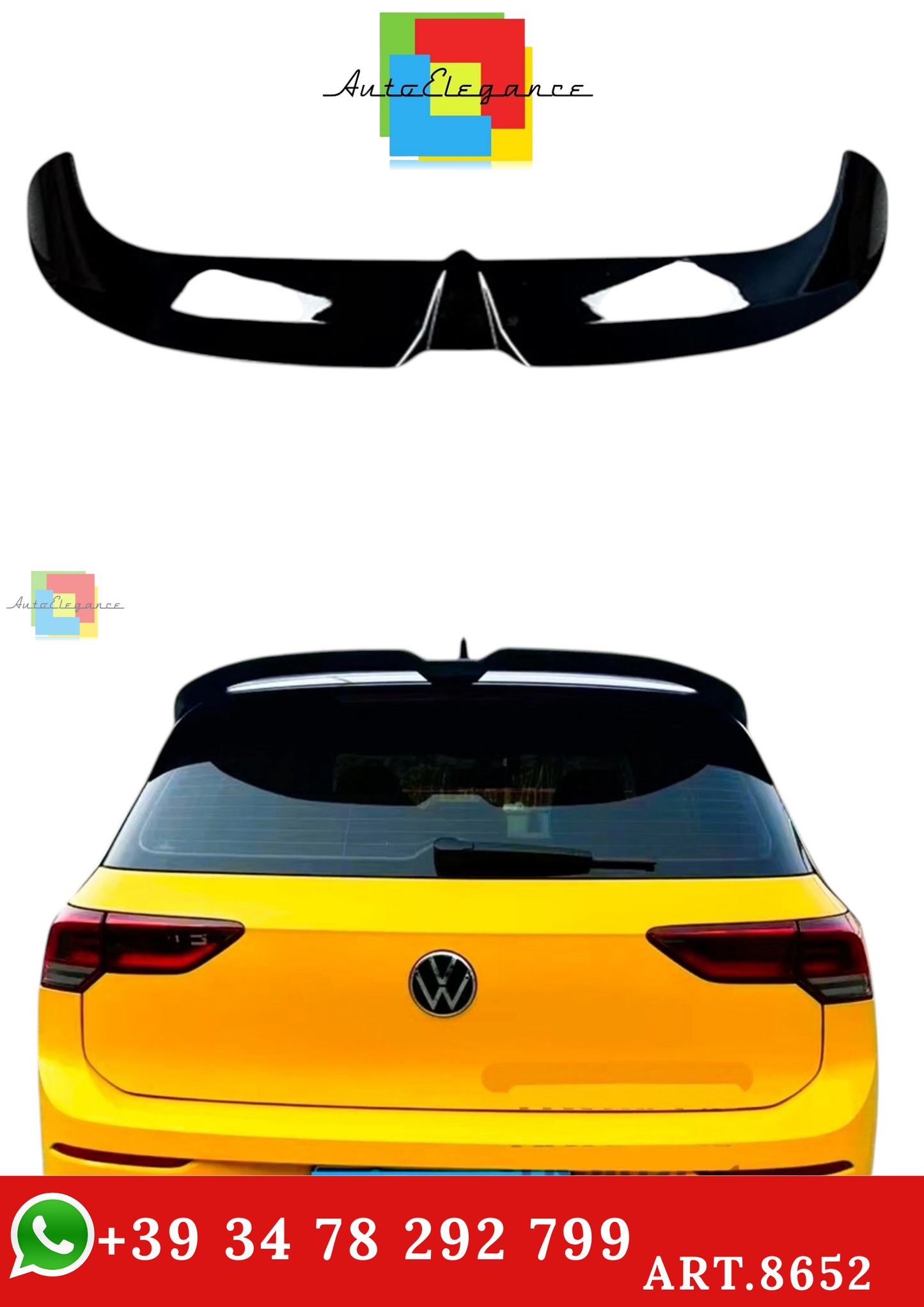 🔥ART.8652 SPOILER POSTERIORE NERO LUCIDO VW Golf MK8 R GTD GTI OETTINGER STYL🔥