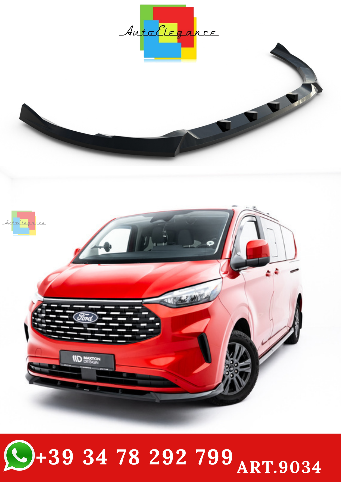 🔥ART.9034 SPLITTER ANTERIORE V.1 FORD TRANSIT CUSTOM / TOURNEO CUSTOM Mk2🔥