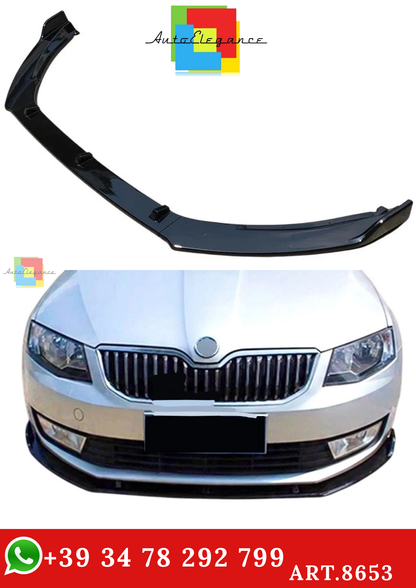 🔥ART.8653 SPLITTER ANTERIORE ADATTO PER SKODA OctaviaNERO LUCIDO 14-18🔥