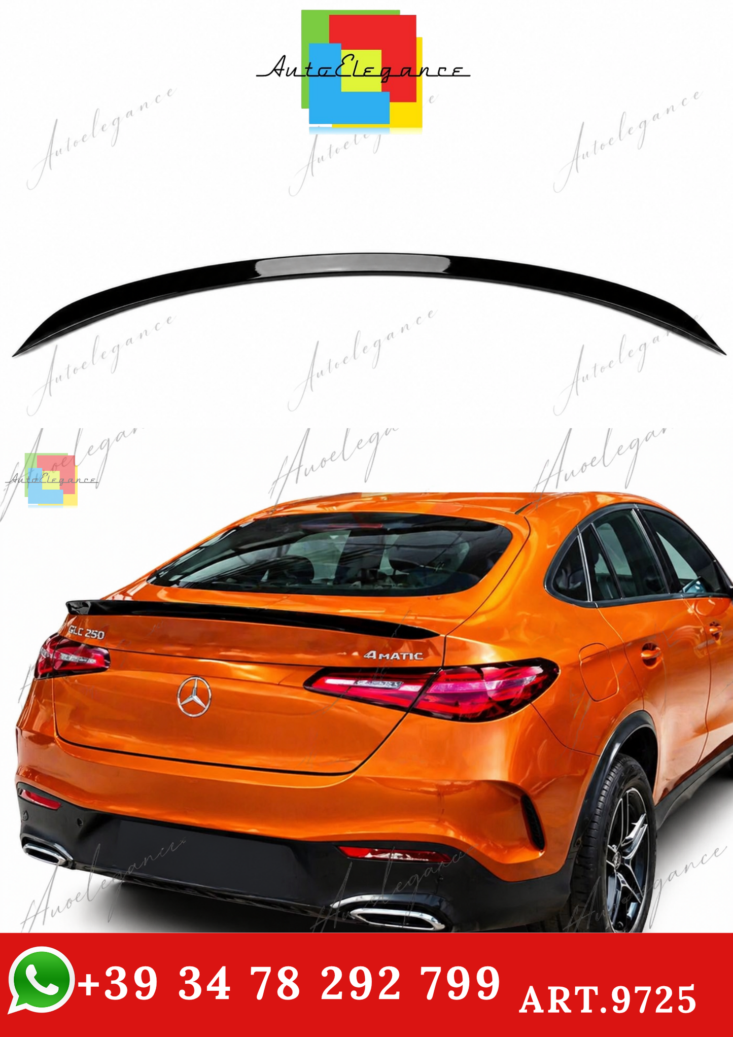 🔥ART.9725 SPOILER POSTERIORE PER BAGAGLIAIO GLC C254 NERO LUCIDO in ABS 2024+🔥
