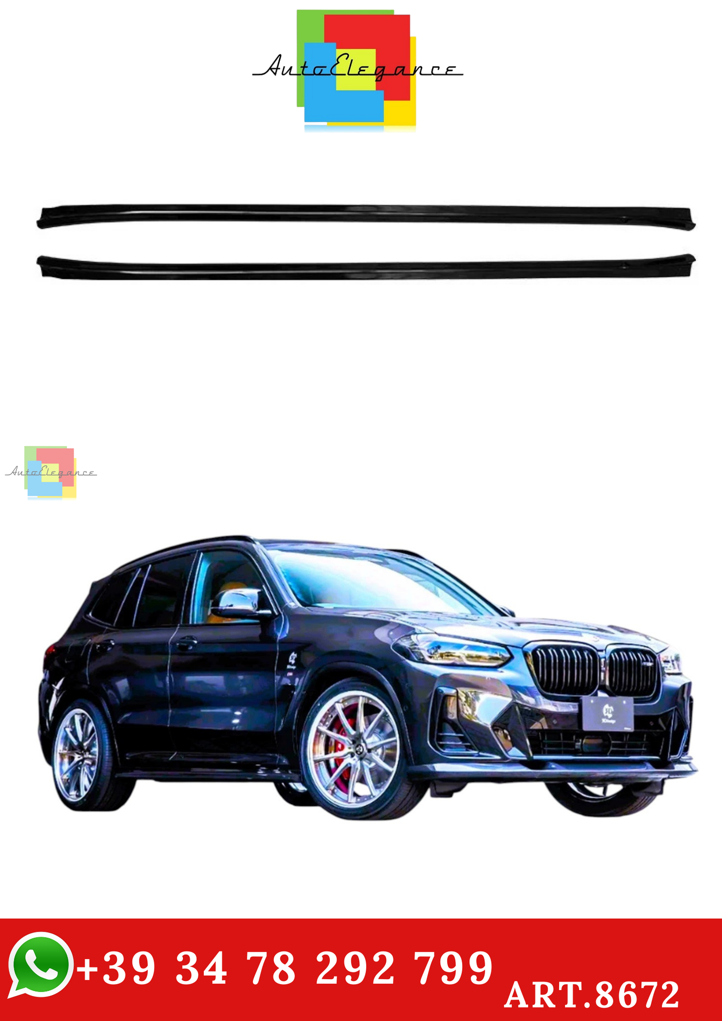 🔥ART.8672 PER BMW X3 G01 NERO LUCIDO GONEE LATERALI ESTENSIONI SDOPPIATORE 🔥