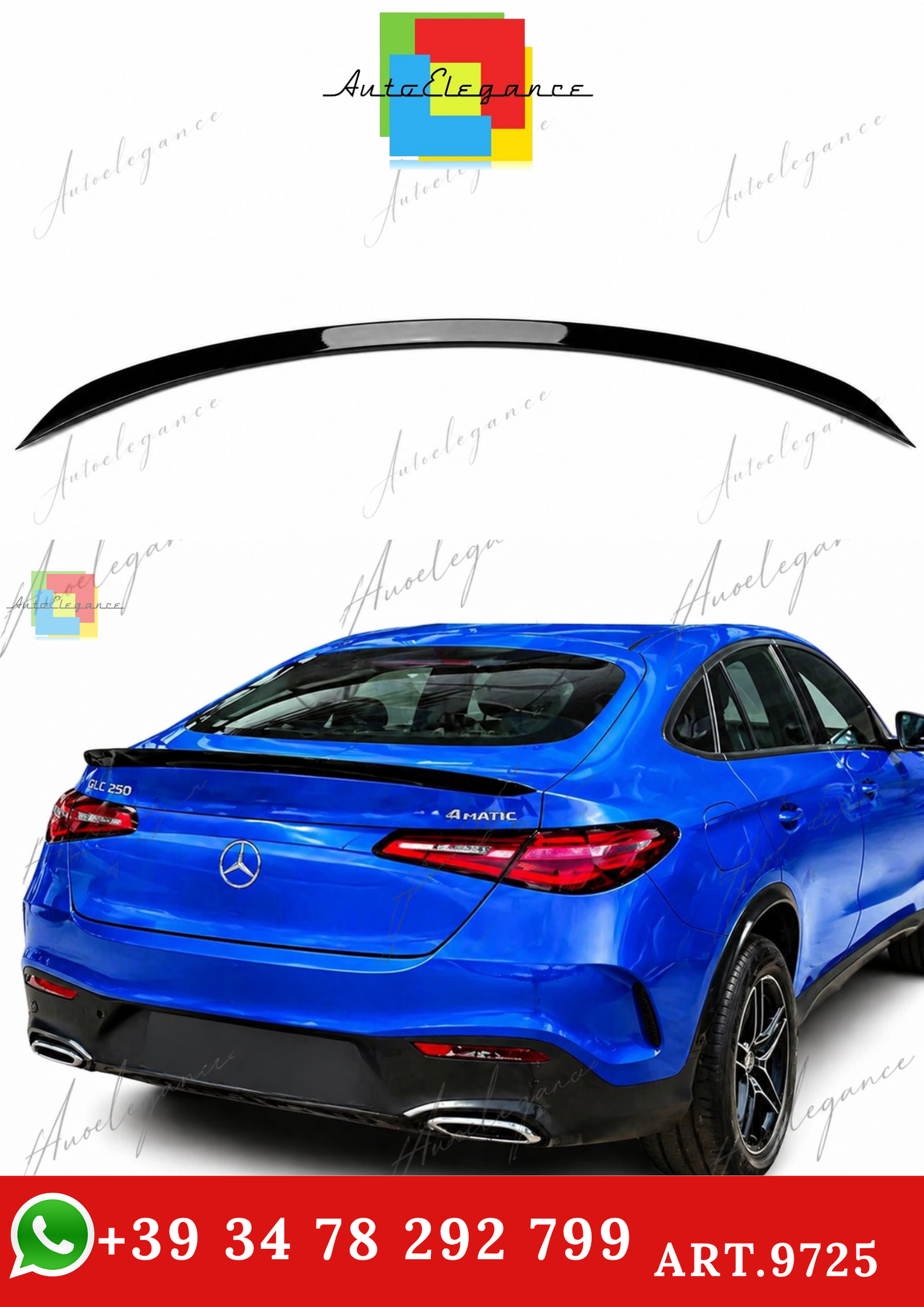 🔥ART.9725 SPOILER POSTERIORE PER BAGAGLIAIO GLC C254 NERO LUCIDO in ABS 2024+🔥