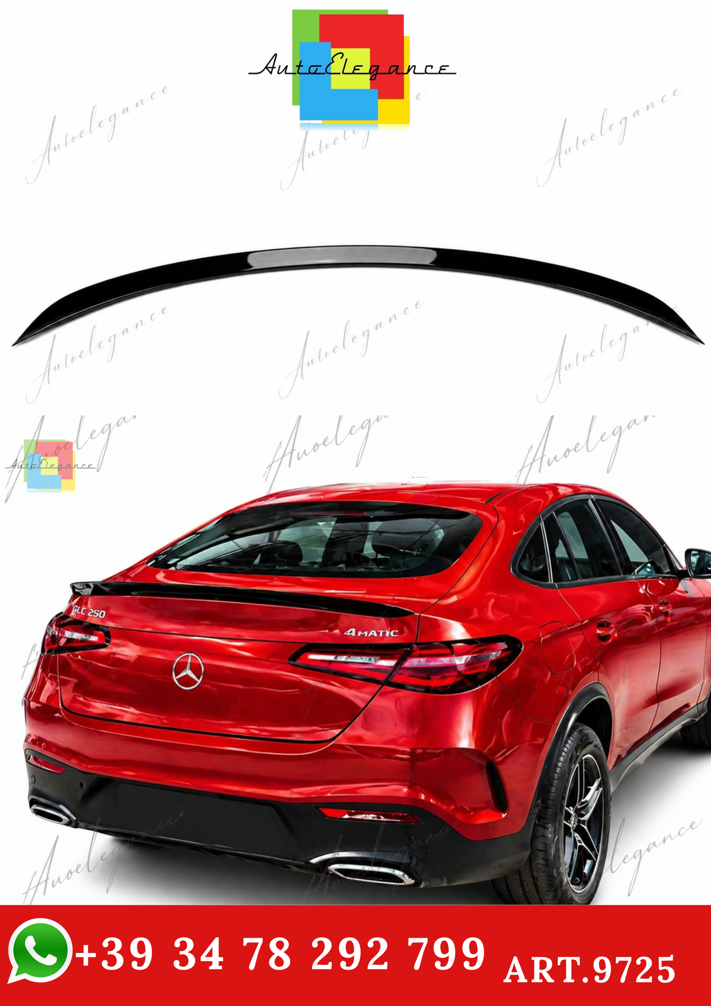 🔥ART.9725 SPOILER POSTERIORE PER BAGAGLIAIO GLC C254 NERO LUCIDO in ABS 2024+🔥