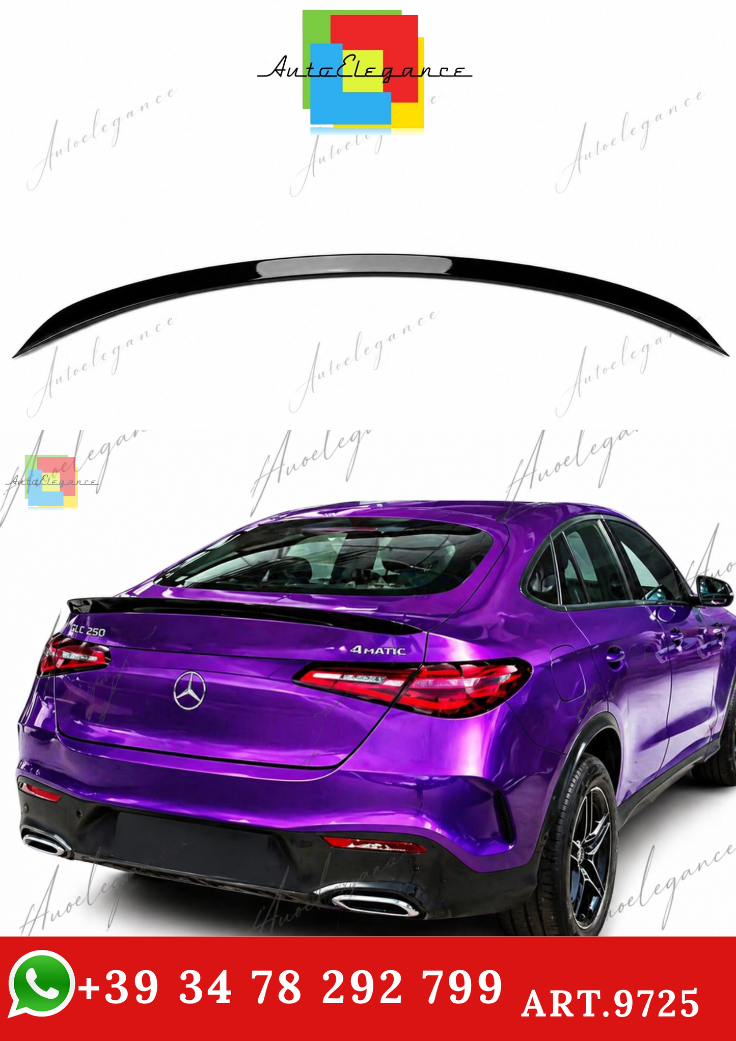🔥ART.9725 SPOILER POSTERIORE PER BAGAGLIAIO GLC C254 NERO LUCIDO in ABS 2024+🔥
