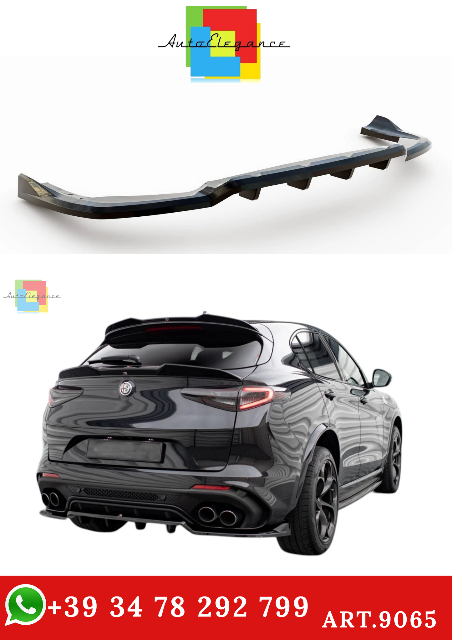 🔥ART.9065 SPLITTER POSTERIORE ADATTO PER ALFA ROMEO STELVIO QUADRIFOGLIO Mk1🔥