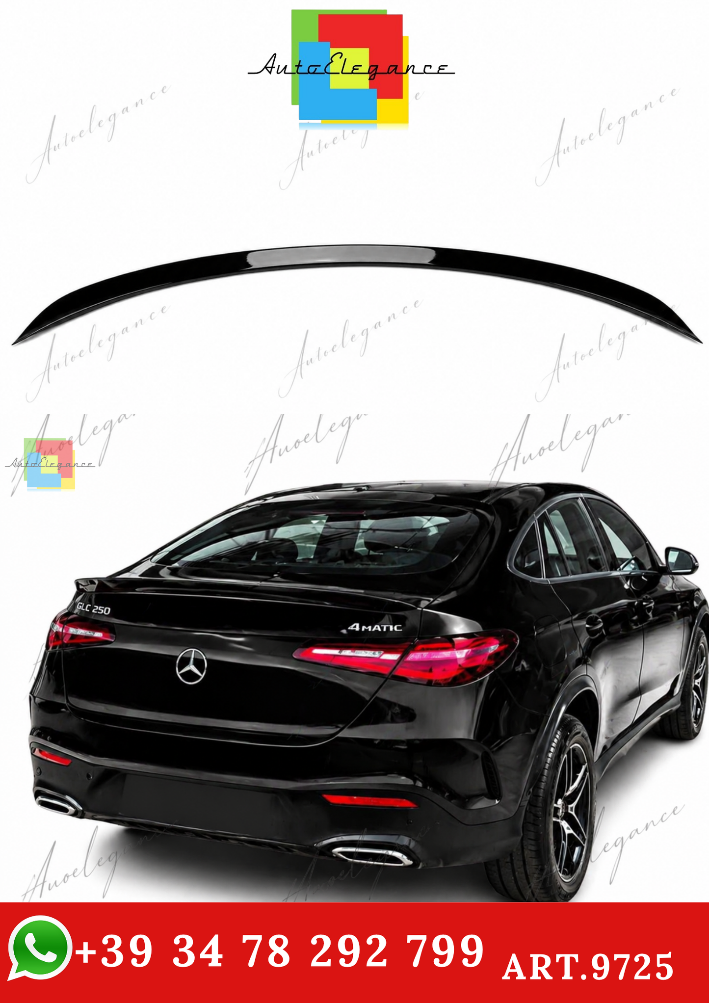 🔥ART.9725 SPOILER POSTERIORE PER BAGAGLIAIO GLC C254 NERO LUCIDO in ABS 2024+🔥