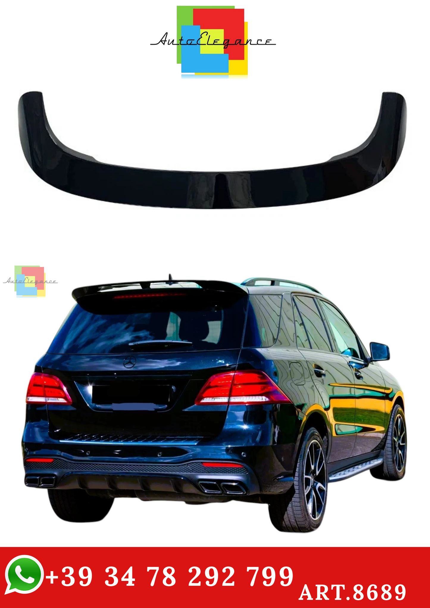 🔥ART.8689 SPOILER TETTO NERO LUCIDO PEE MERCEDES CLASSE GLE W166 2012-2018🔥