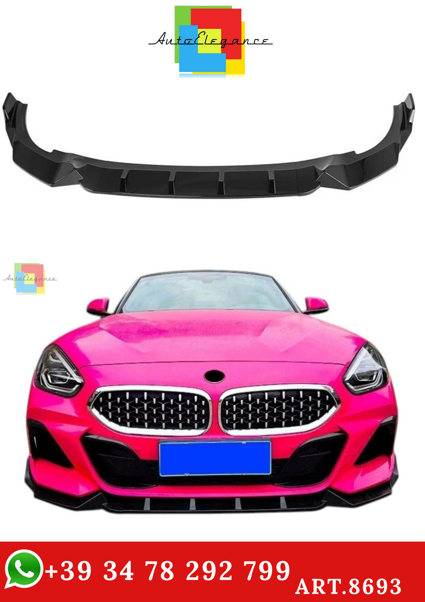 🔥ART.8693 SPLITTER ANTERIORE PER BMW Z4 G29 M SPORT NERO LUCIDO LABBRO 2023+🔥