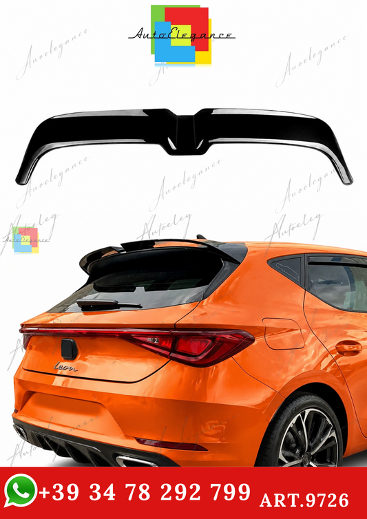 🔥ART.9726 SPOILER POSTERIORE PER TETTO LEON MK4 NERO LUCIDO IN ABS / 2020+🔥