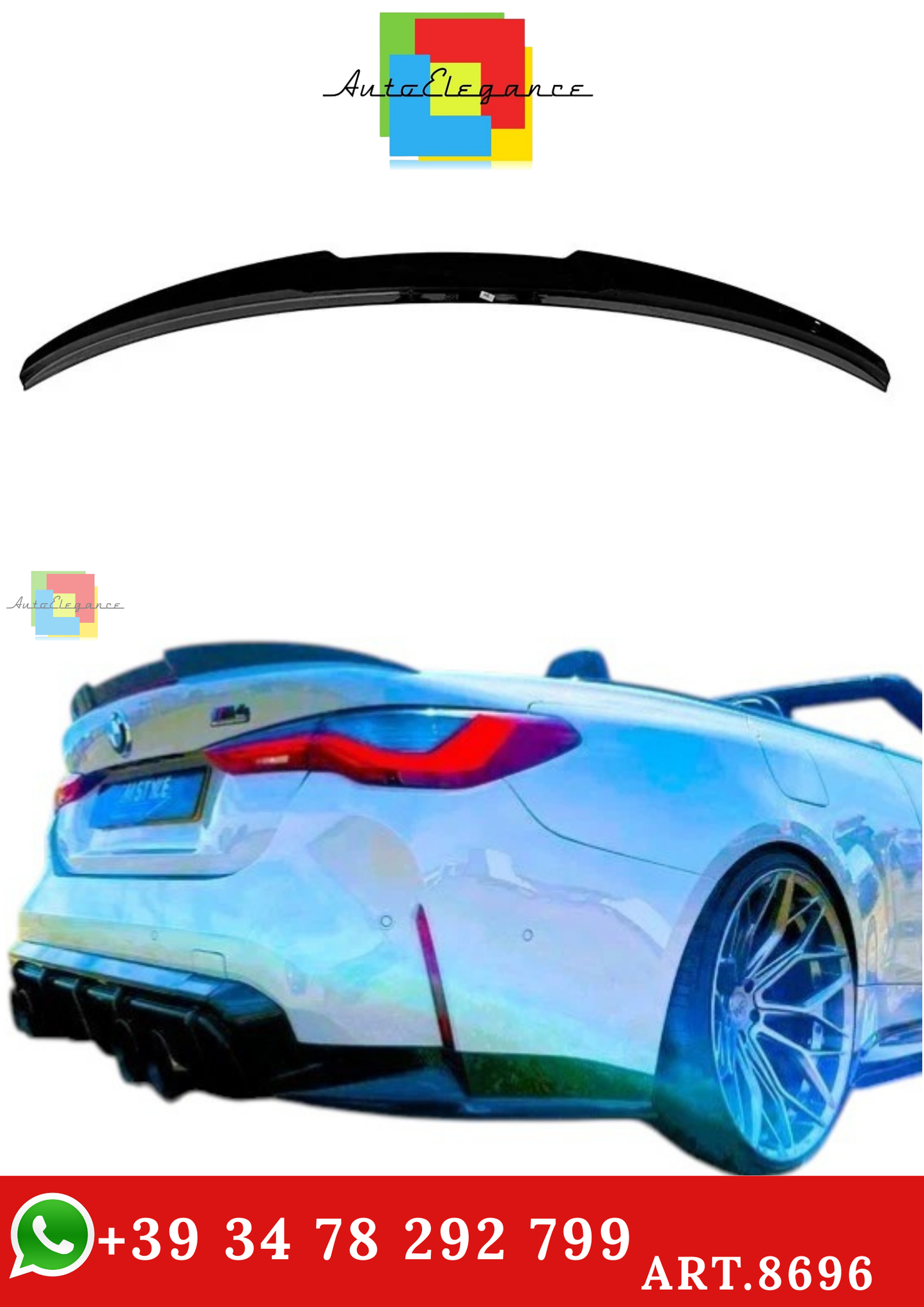 🔥ART.8696 SPOILER PER BMW SERIE 4 CABRIO G23 G83 NERO LUCIDO STILE M4 STIVALE🔥