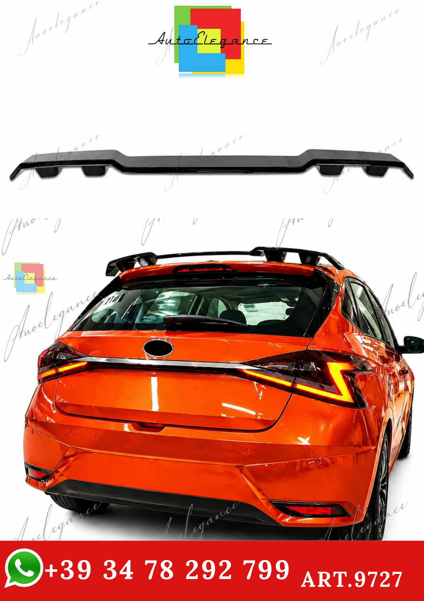 🔥ART.9727 SPOILER PER TETTO STILE N HYUNDAI  i20 IN ABS NERO LUCIDO / 2020+🔥