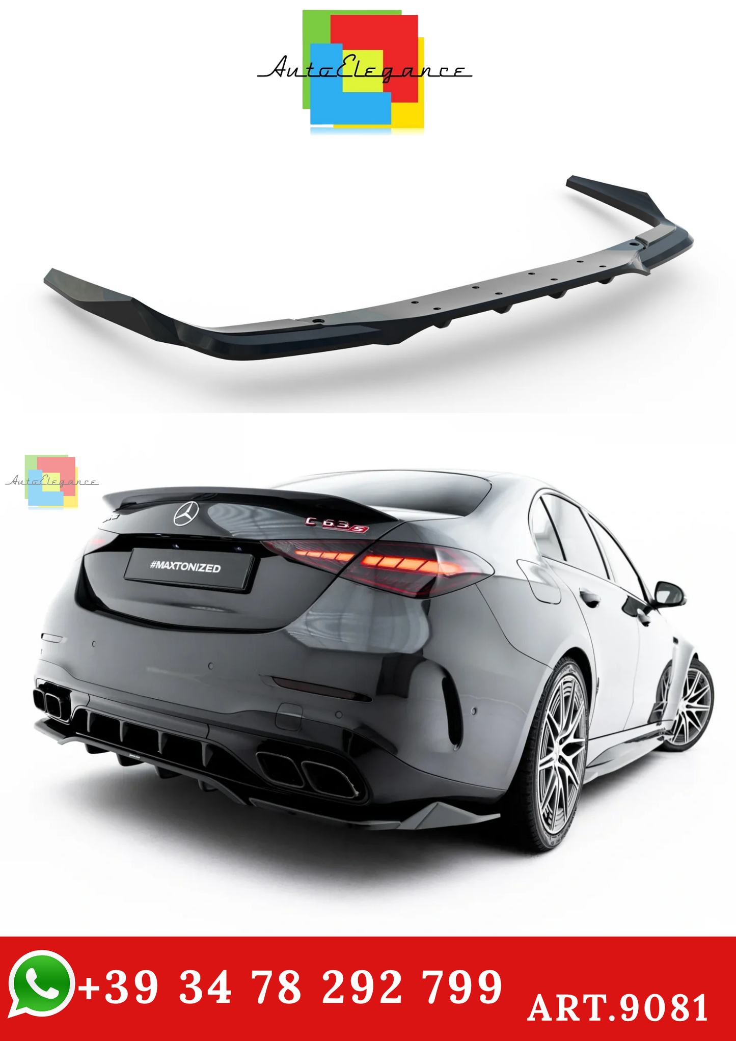 🔥ART.9081 SPLITTER POSTERIORE MERCEDES-AMG C63 BERLINA / STATION WAGON W206🔥