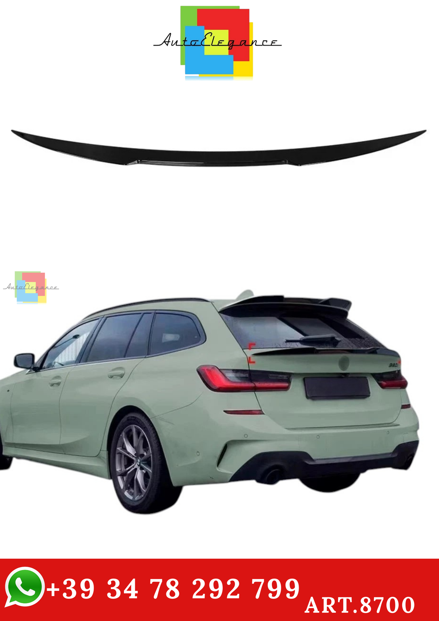 🔥ART.8700 SPOILER PER BMW 3 G21 TOURING NERO LUCIDO STIVALE ALA CENTRALE🔥