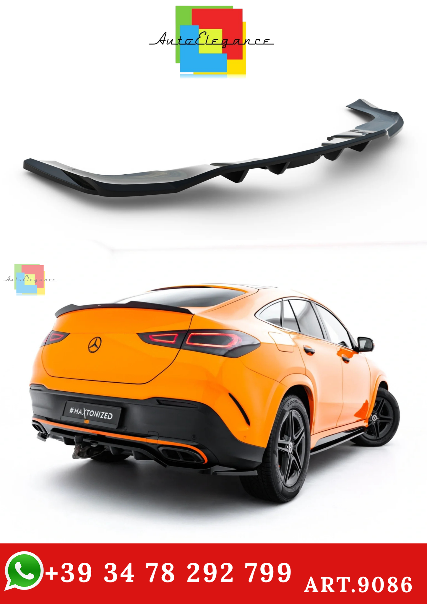 🔥ART.9086 SPLITTER POSTERIORE V.2 MERCEDES-BENZ GLE COUPE AMG-LINE C167 /C167🔥