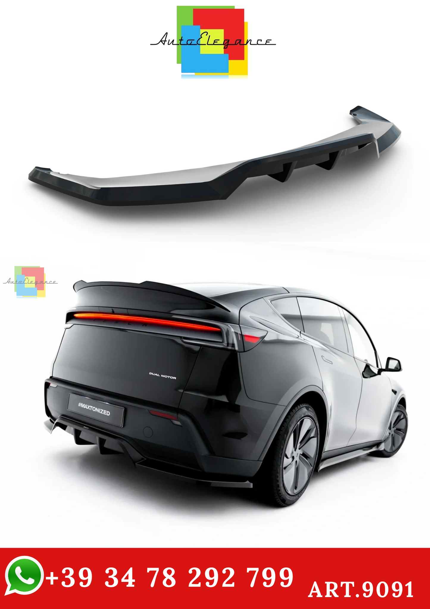 🔥ART.9091 SPLITTER POSTERIORE PER TESLA MODEL Y PREMIUM Mk1 FACELIFT 🔥