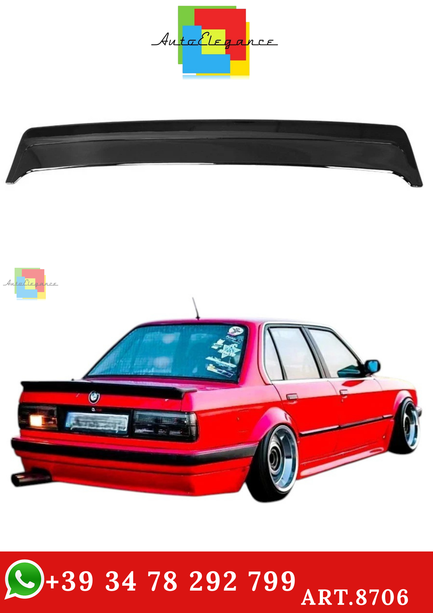 🔥ART.8706 SPOILER STIVALE BMW 3 E30 M3 NERO LUCIDO KIT CORPO ALA LABBRO 83-93🔥