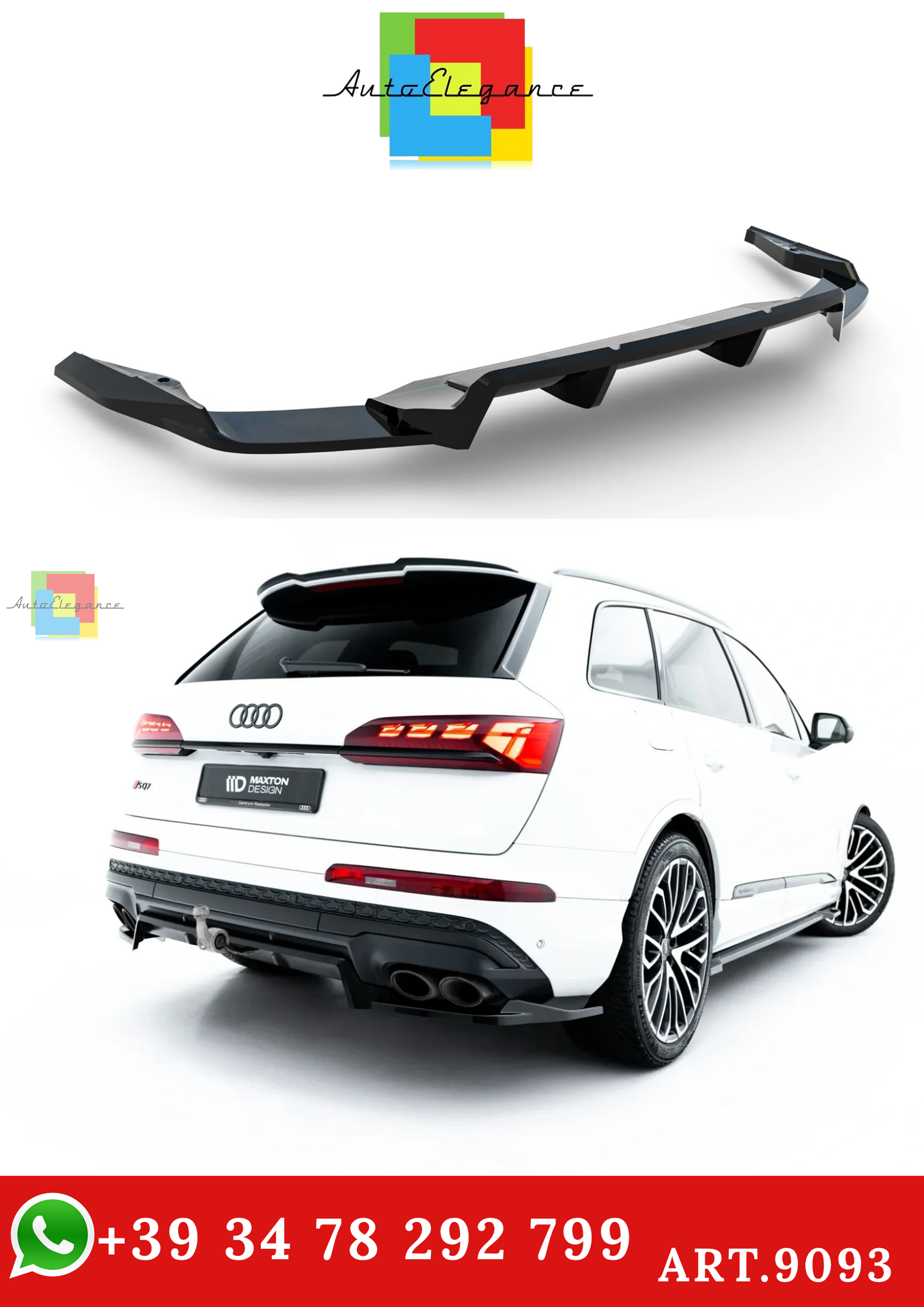 🔥ART.9093 SPLITTER POSTERIORE (CON BARRE VERTICALI) AUDI SQ7 Mk2 FACELIFT 2 🔥