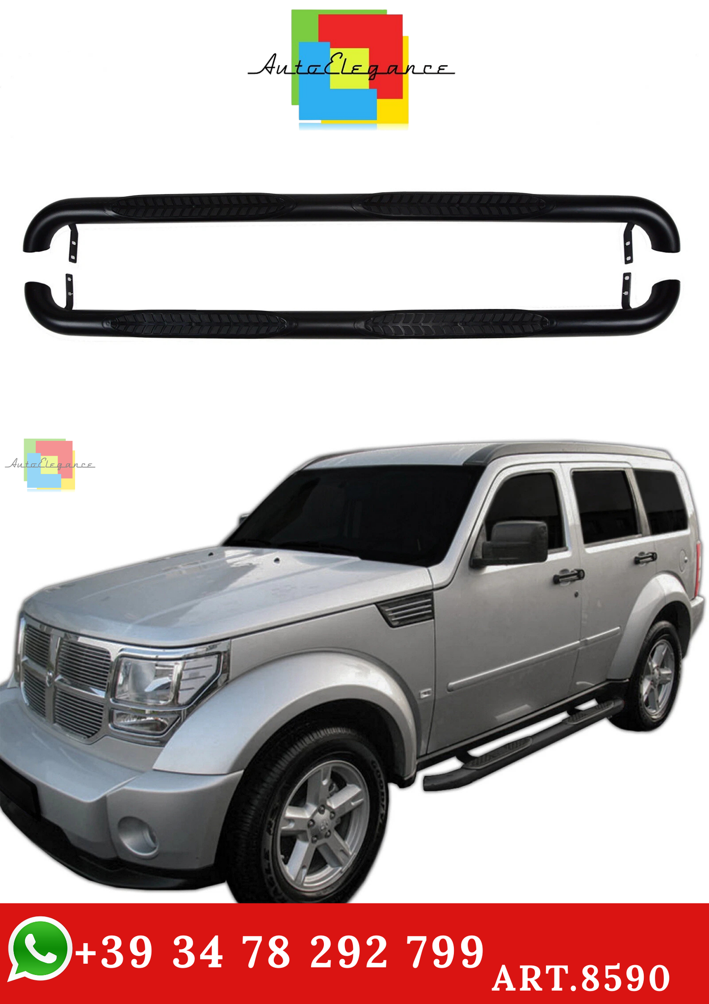 🔥ART.8590 BARRE LATERALI PEDANE INOX DODGE NITRO 2007-2012🔥