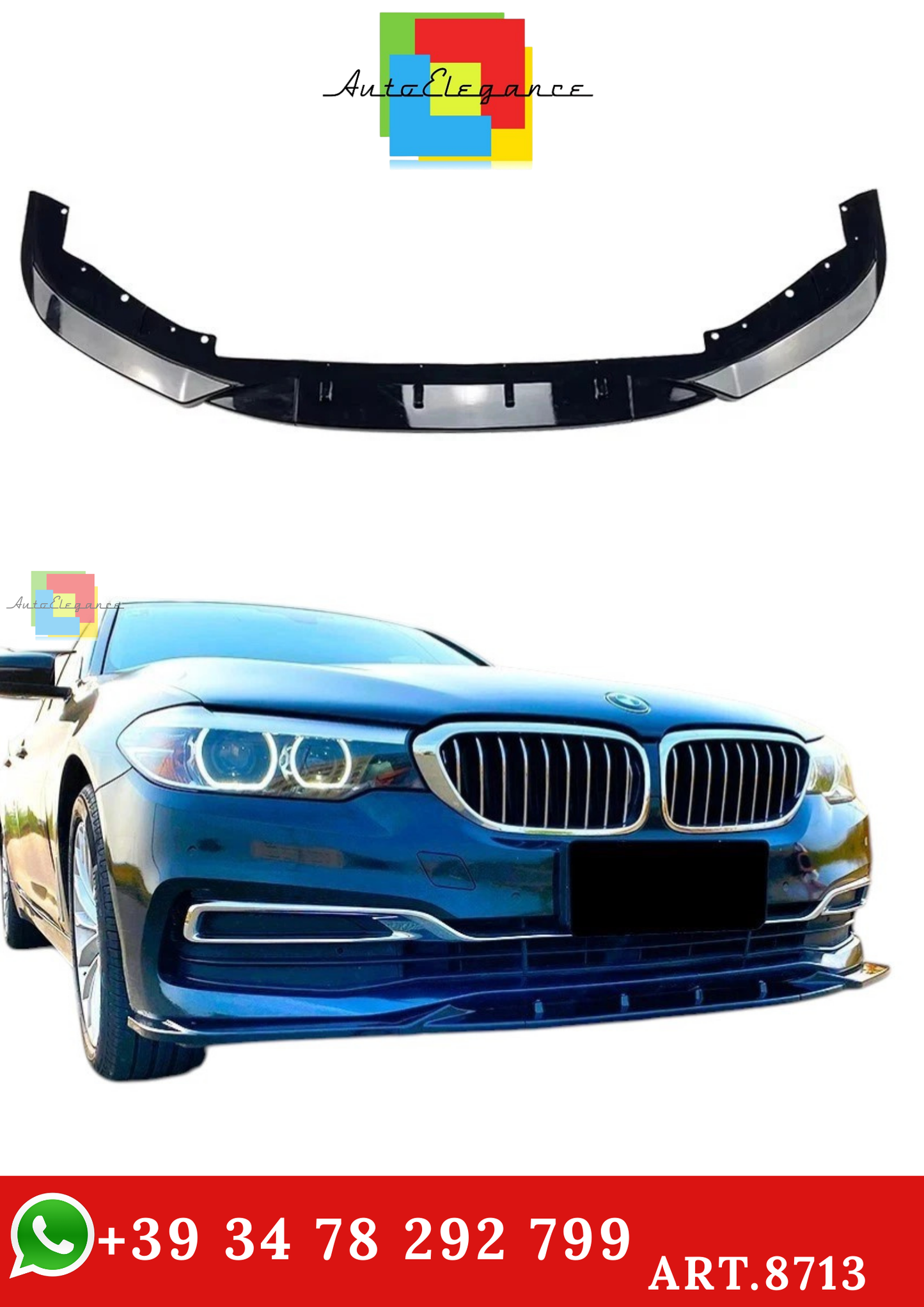 🔥ART.8713 SPLITTER ANTERIORE BMW 5 G30 G31 PRE-LCI NON M SPORT NERO LUCIDO🔥