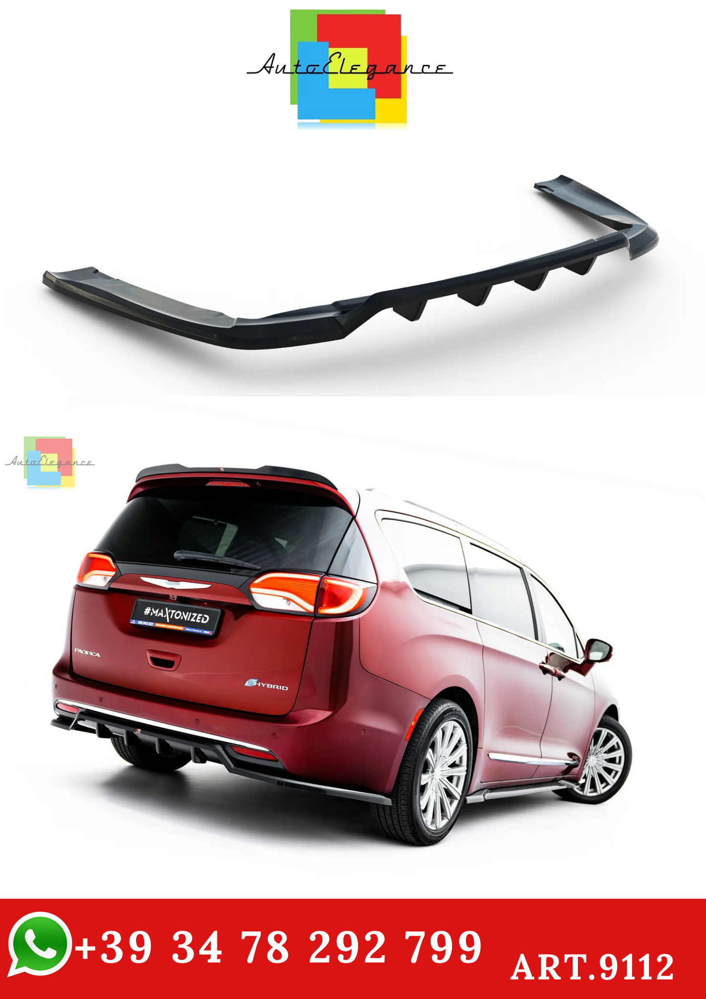 🔥ART.9112 SPLITTER POSTERIORE (CON BARRE VERTICALI) PER CHRYSLER PACIFICA Mk2🔥