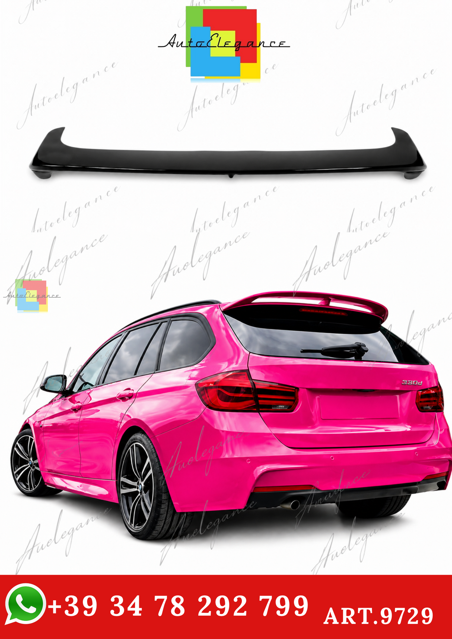 🔥ART.9729 SPOILER POSTERIORE PER TETTO BMW F31 NERO LUCIDO IN ABS / 2012-2018🔥
