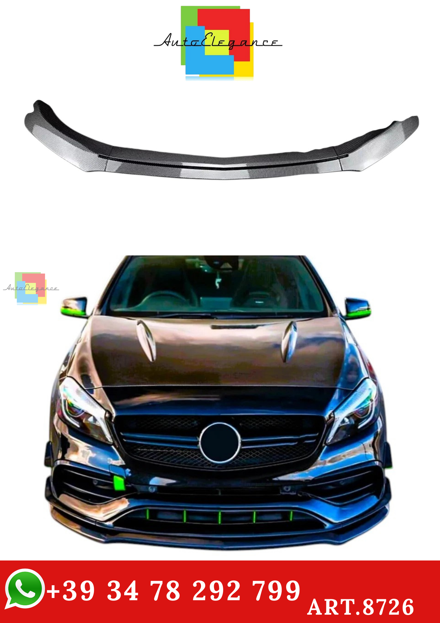 🔥ART.8726 SPLITTER PER MERCEDES  A AMG LINE FIBRA DI CARBONIO W176 12-18🔥