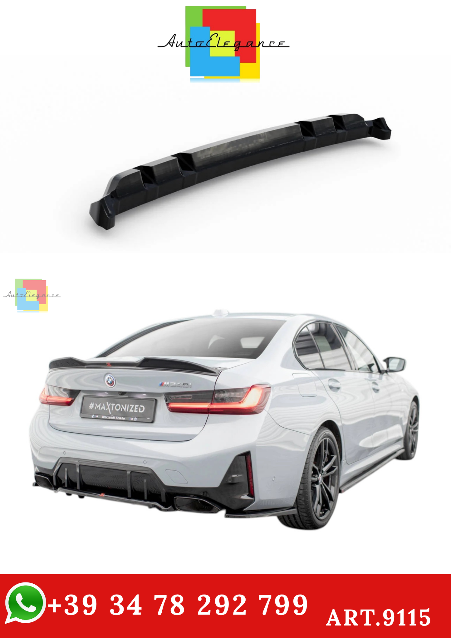 🔥ART.9115 SPLITTER POSTERIORE V.1 ADATTO PER BMW M340i G20 / G21 FACELIFT🔥