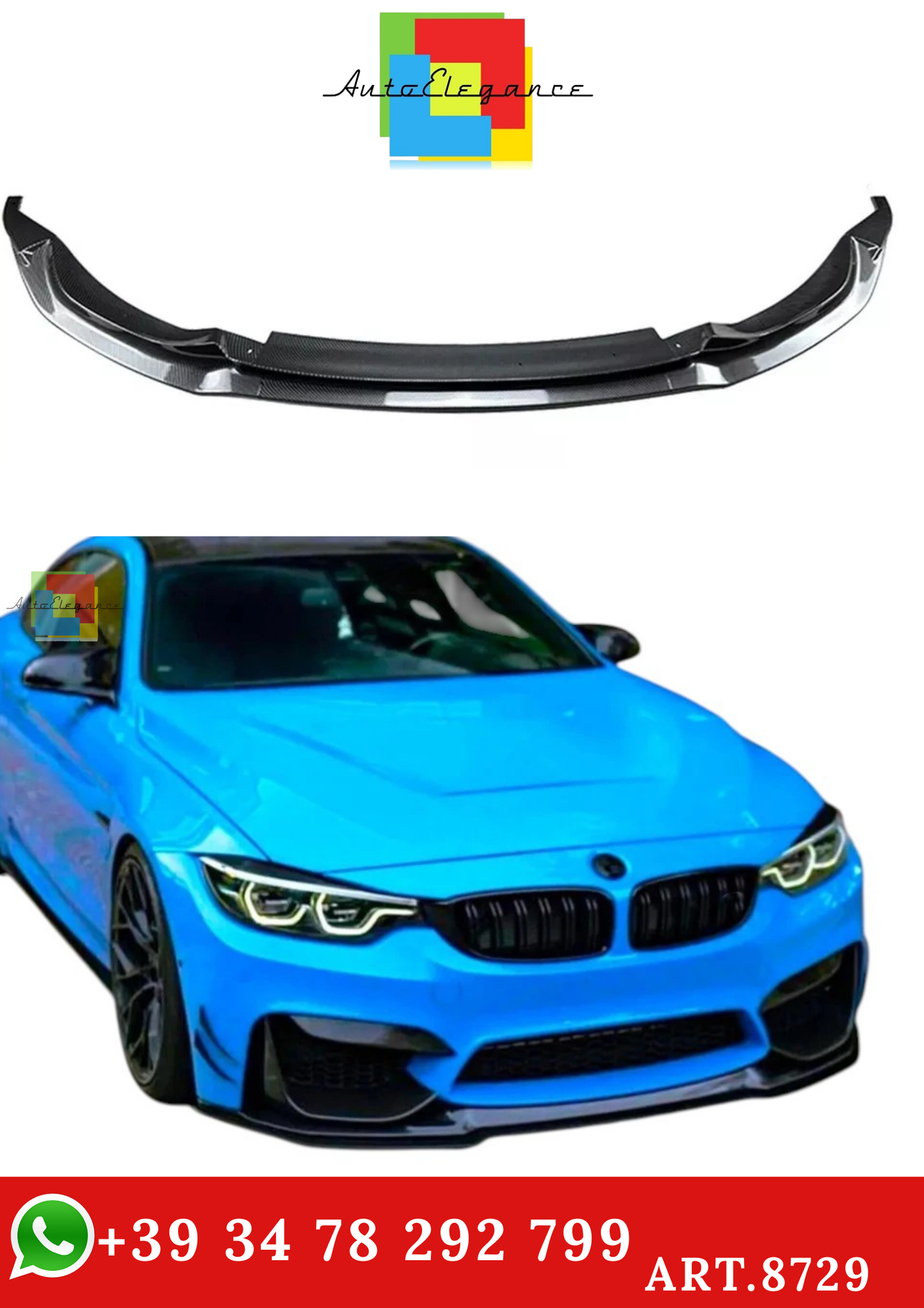 🔥ART.8729 SPLITTER IN FIBRA DI CARBONIO BMW M3 M4 F80 F82 F83 M SPORT🔥