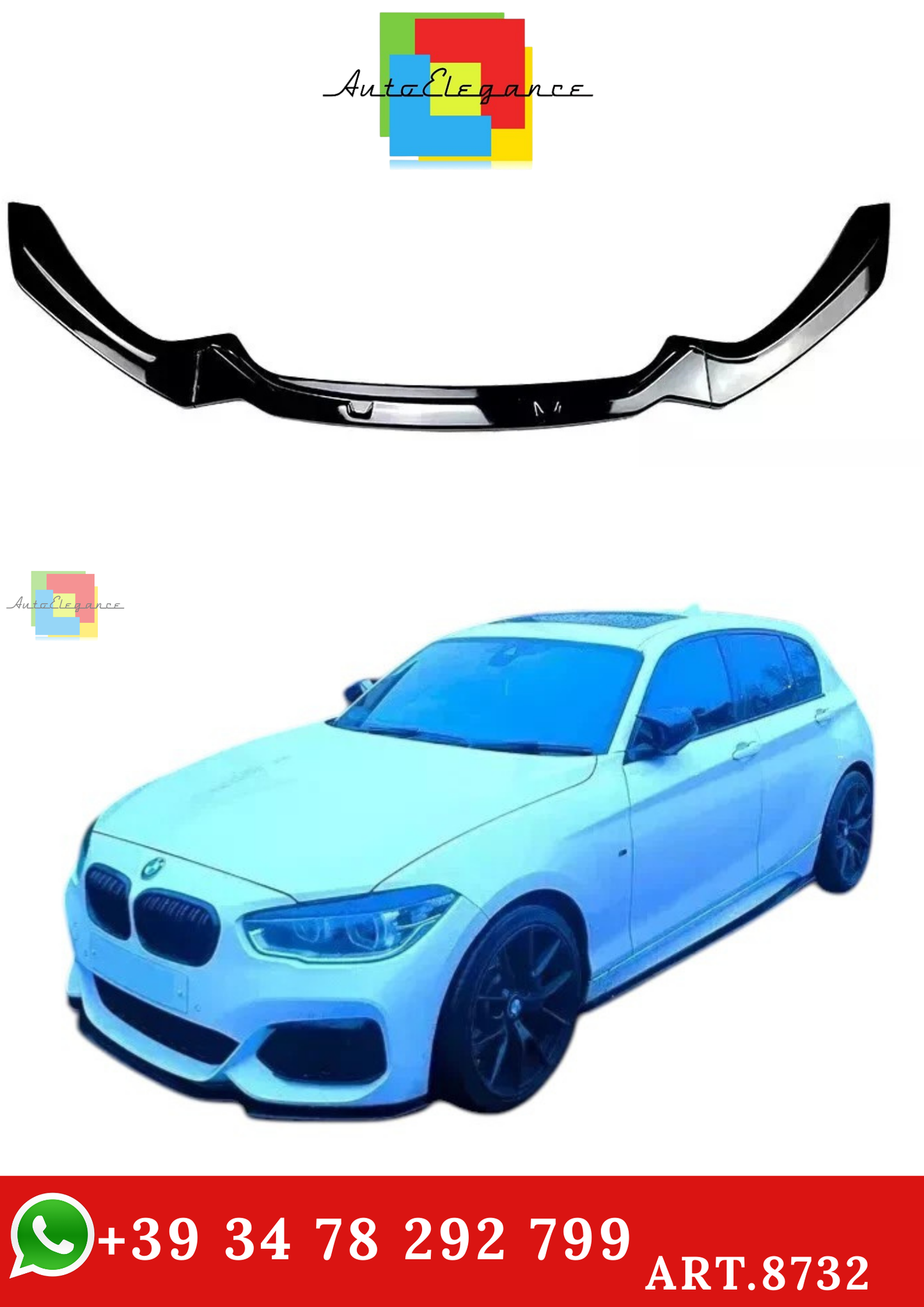 🔥ART.8732 SPLITTER PER BMW 1 F20 F21 LCI NERO LUCIDO LABBRO M SPORT 15-19🔥