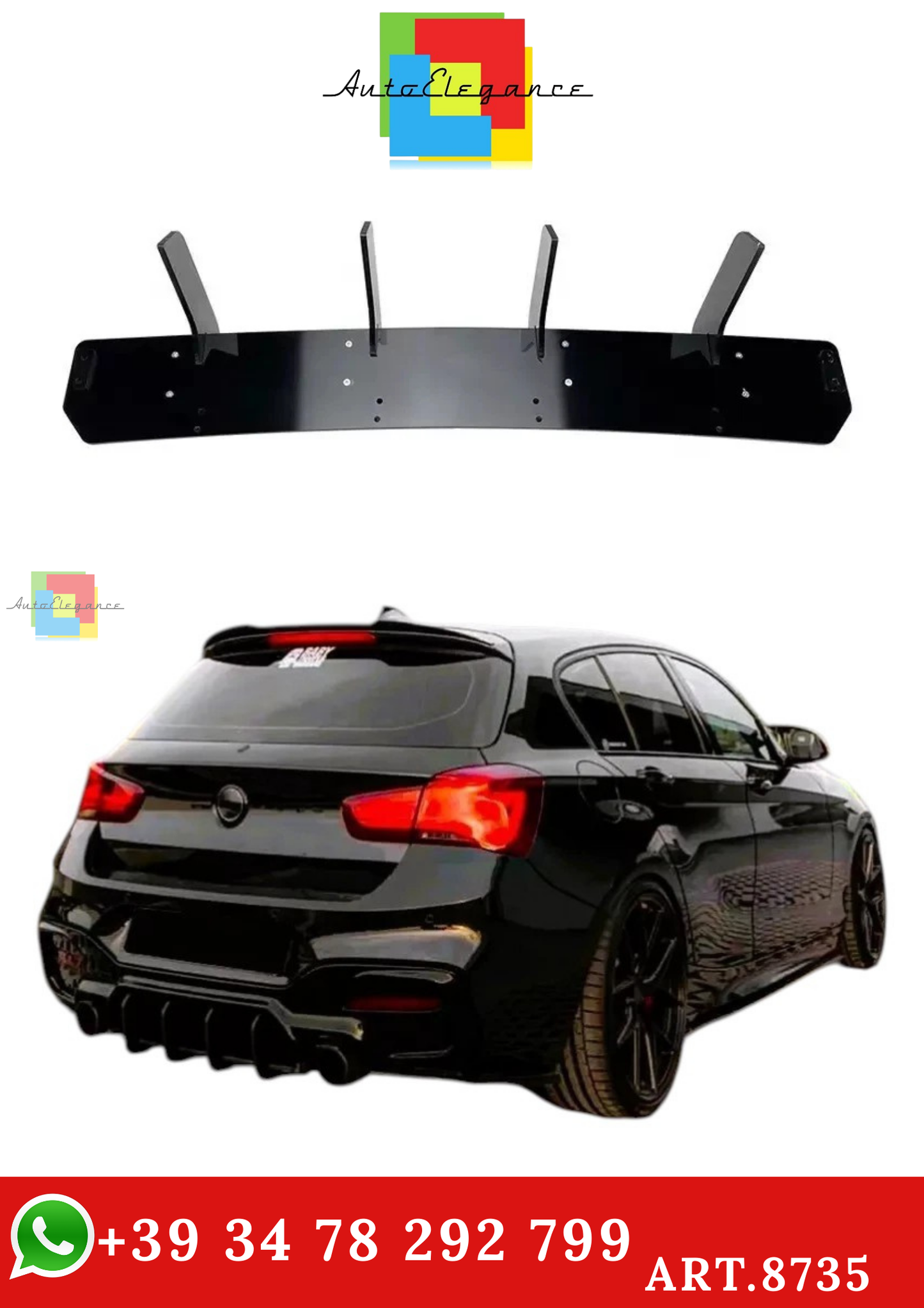 🔥ART.8735 DIFFUSORE POSTERIORE ALETTA SQUALO BMW SERIE 1 F20 F21 LCI 2015-19🔥
