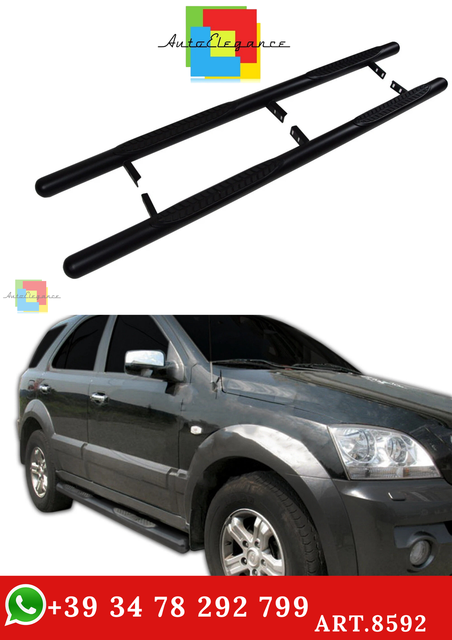 🔥ART.8592 BARRE LATERALI PEDANE INOX KIA SORENTO 2002-2008🔥