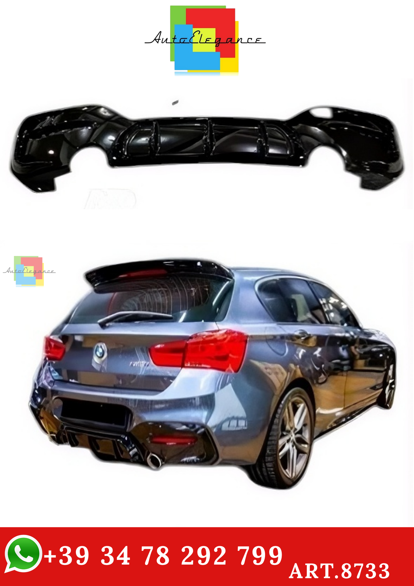 🔥ART.8733 SPLITTER PER BMW 1 F20 F21 LCI NERO LUCIDO LABBRO M SPORT 15-19🔥