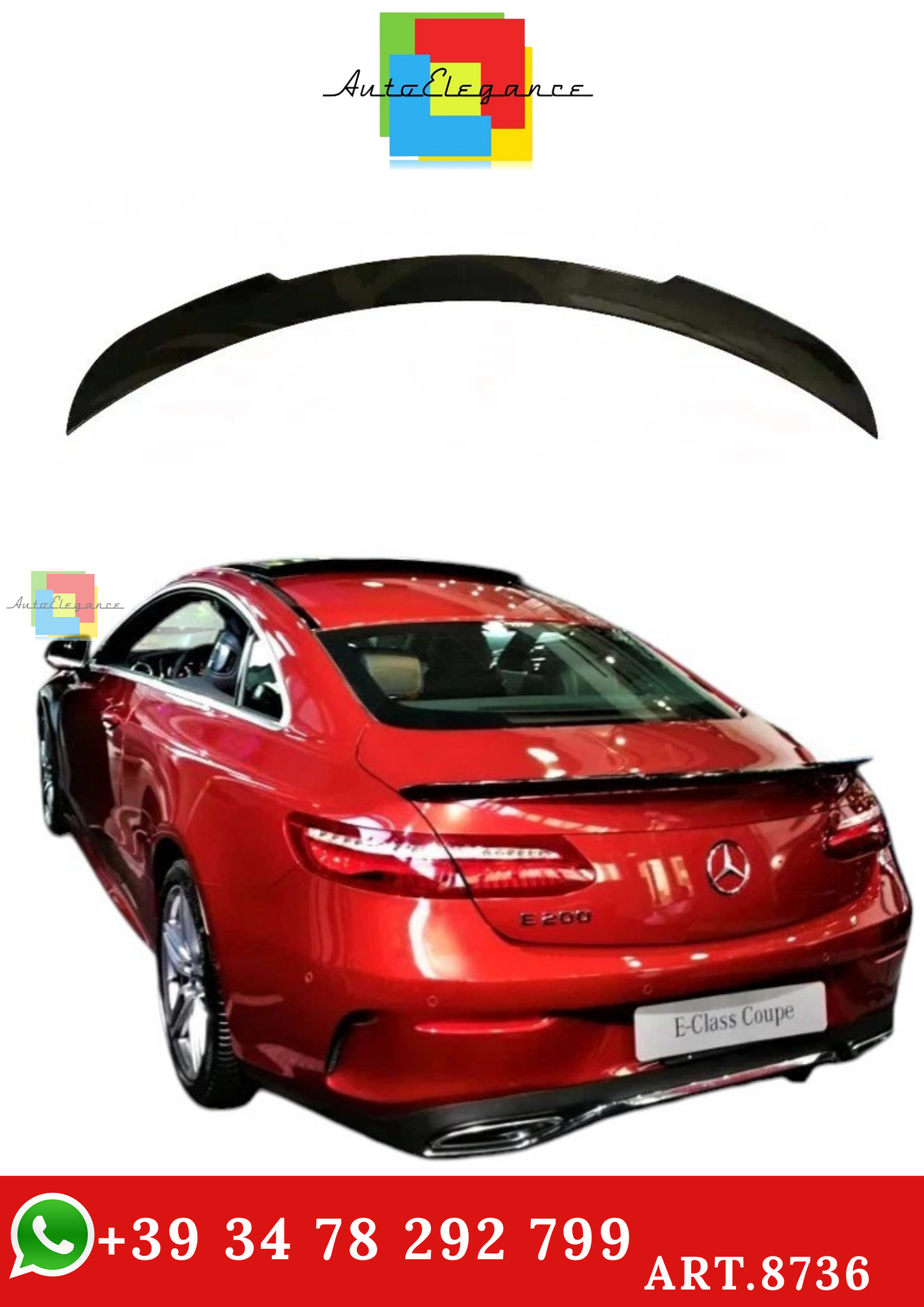 🔥ART.8736 SPOILER MERCEDES E COUPE C238 W213 NERO LUCIDO ALA LABRO 16-23🔥