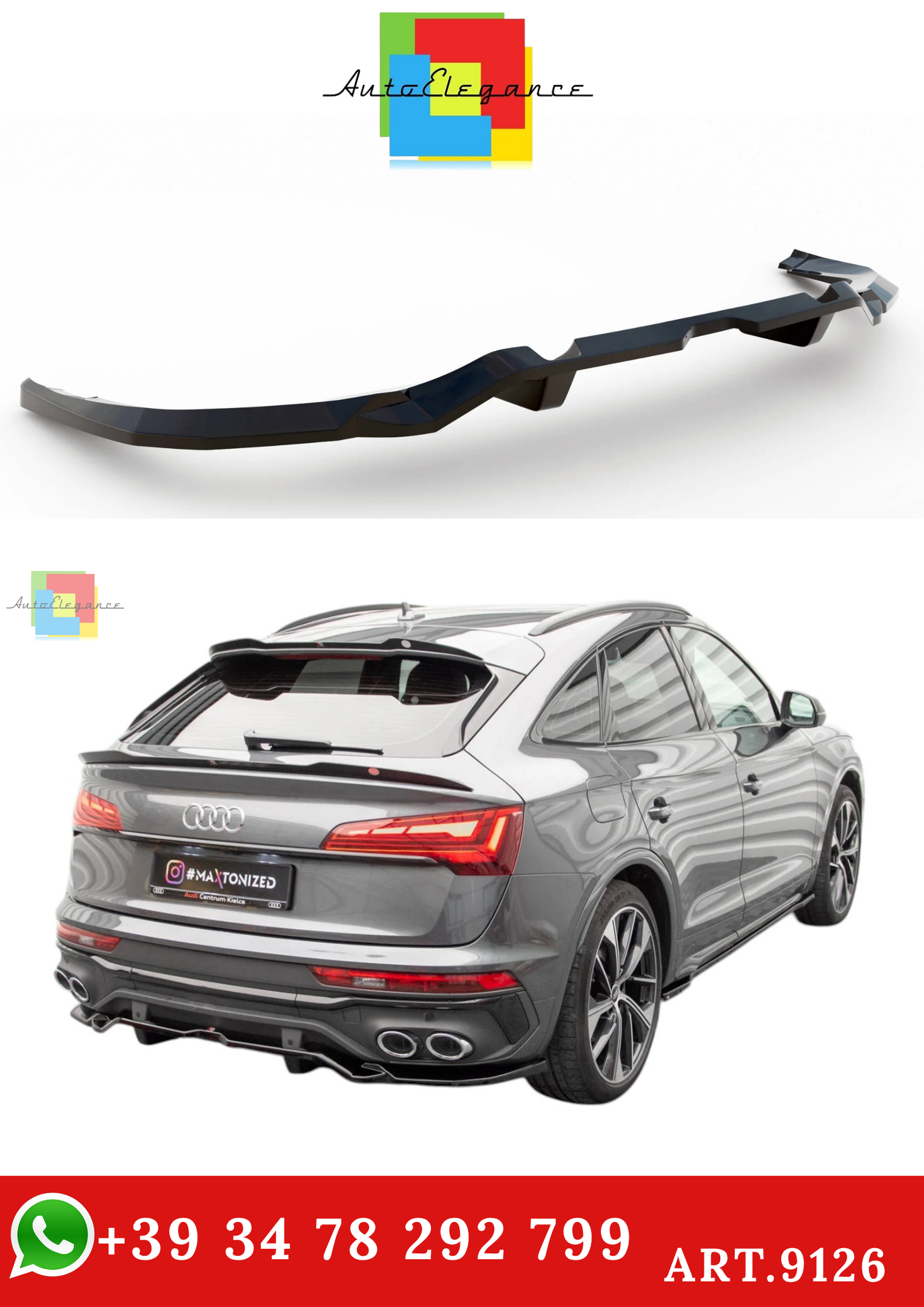 🔥ART.9126 SPLITTER POSTERIORE PER AUDI SQ5 / Q5 S-LINE SPORTBACK Mk2 FACELIFT🔥