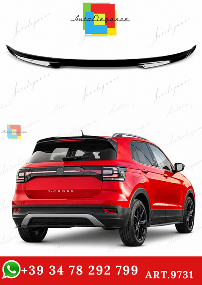 🔥ART.9731 SPOILER POSTERIORE PER TETTO VW T-CROSS IN ABS NERO LUCIDO / 2022+🔥