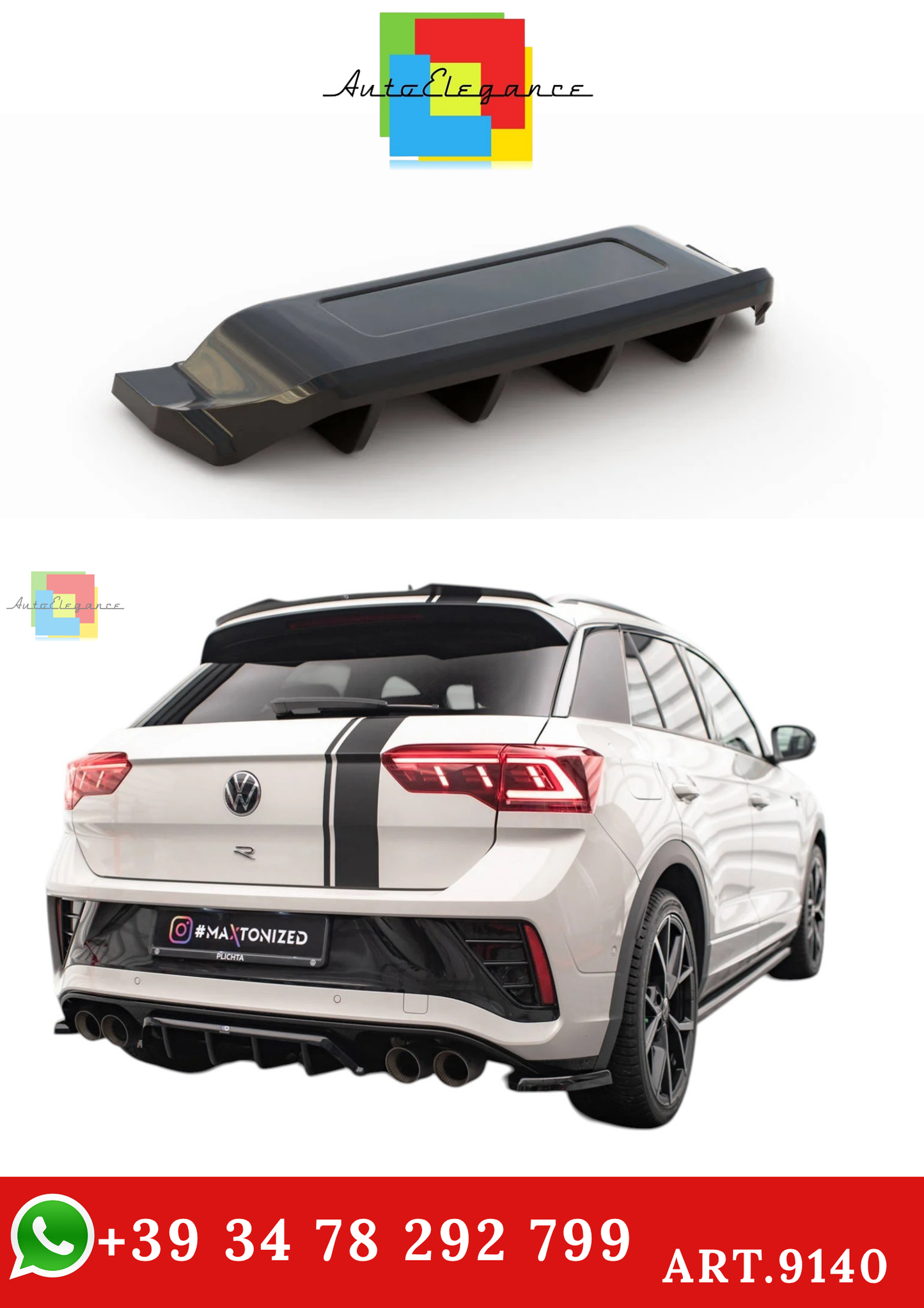 🔥ART.9140 SPLITTER POSTERIORE ADATTO PER VW T-ROC R / R-LINE MK1 FACELIFT🔥