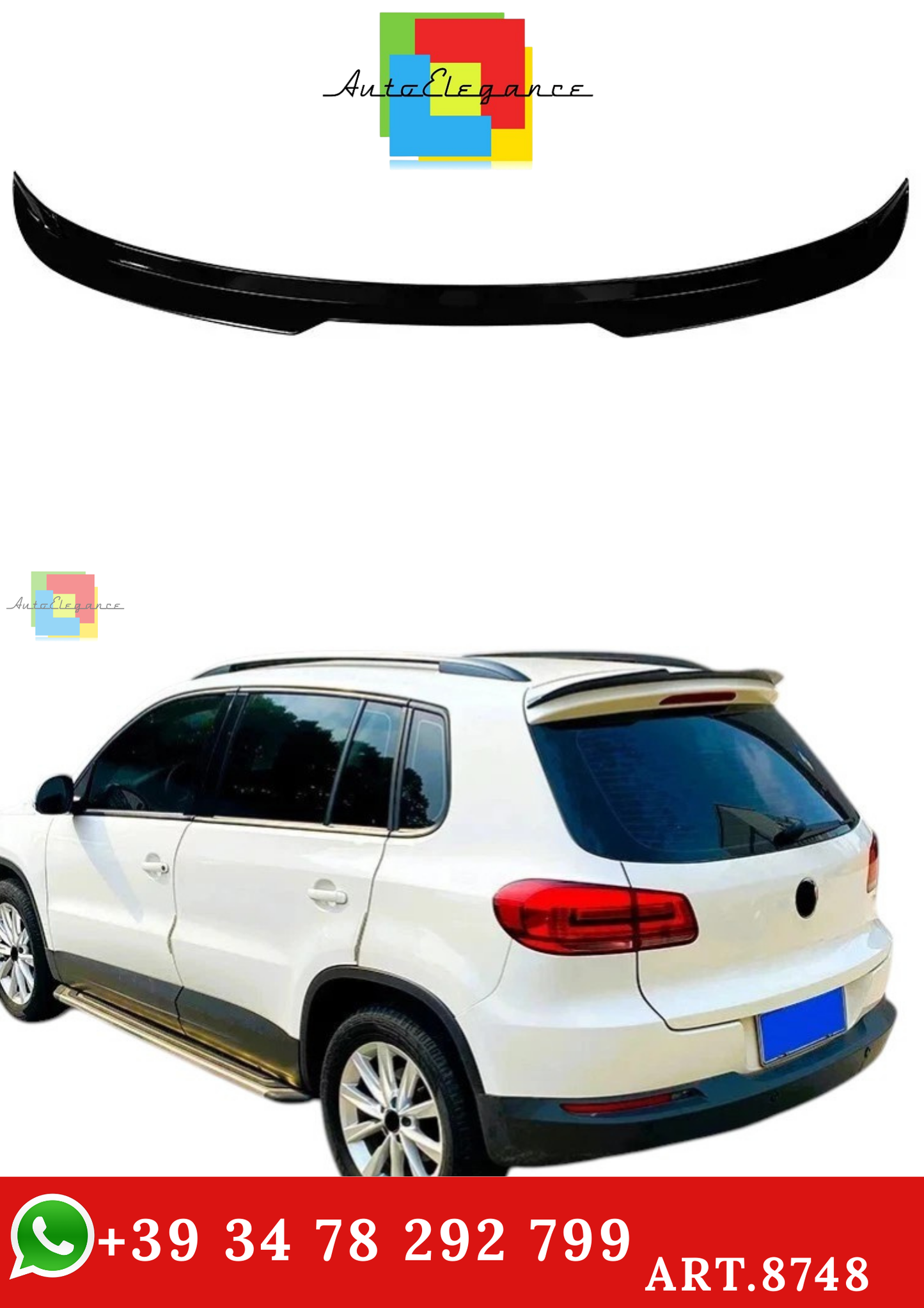 🔥ART.8748 SPOILER TETTO PER VW TIGUAN 5N STIVALE NERO LUCIDO POSTERIORE 07-16🔥