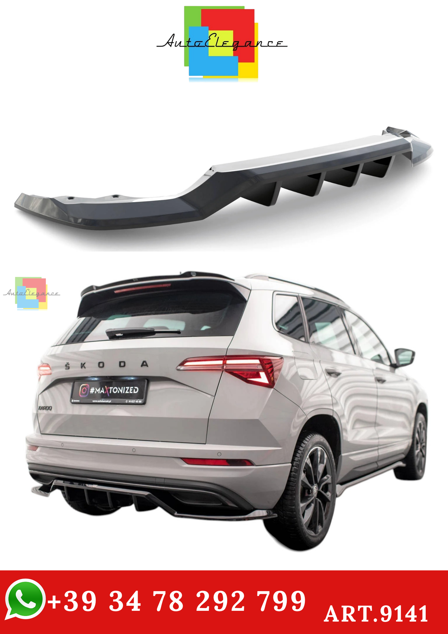 🔥ART.9141 SPLITTER POSTERIORE ADATTO PER SKODA KAROQ SPORTLINE Mk1 FACELIFT🔥