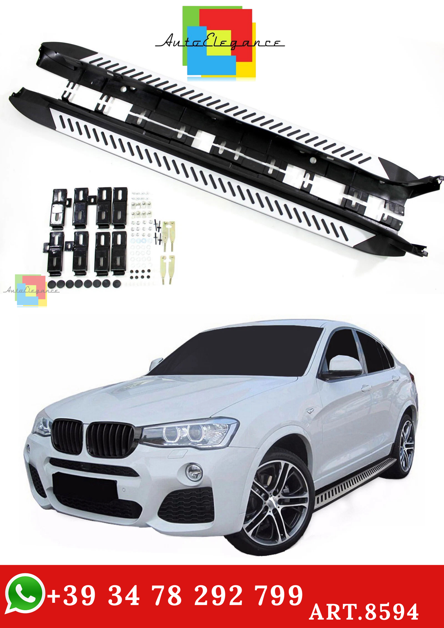 🔥ART.8594 PEDANE LATERALE SOTTOPORTA ADATTO PER BMW X3 F25 2011-2018🔥