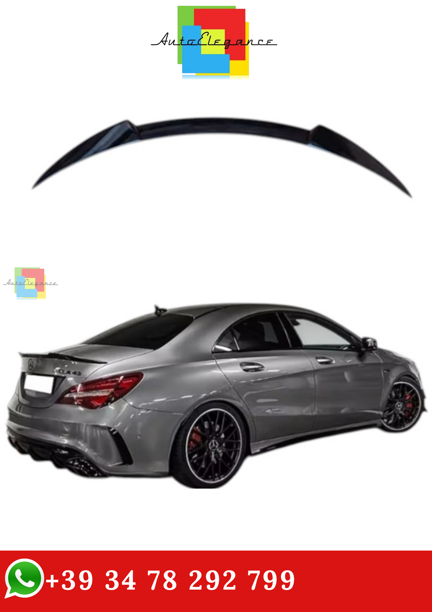 🔥SPOILER POSTERIORE PER BAGAGLIAIO STILE CS NERO LUCIDO PER MERCEDES CLA W117🔥
