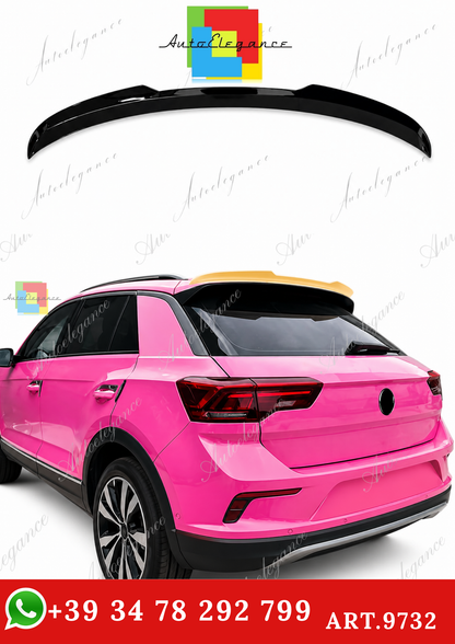 🔥ART.9732 SPOILER POSTERIORE PER TETTO  VW T-ROC IN ABS NERO LUCIDO / 2017+🔥