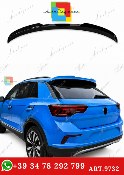 🔥ART.9732 SPOILER POSTERIORE PER TETTO  VW T-ROC IN ABS NERO LUCIDO / 2017+🔥