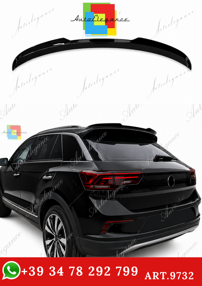 🔥ART.9732 SPOILER POSTERIORE PER TETTO  VW T-ROC IN ABS NERO LUCIDO / 2017+🔥