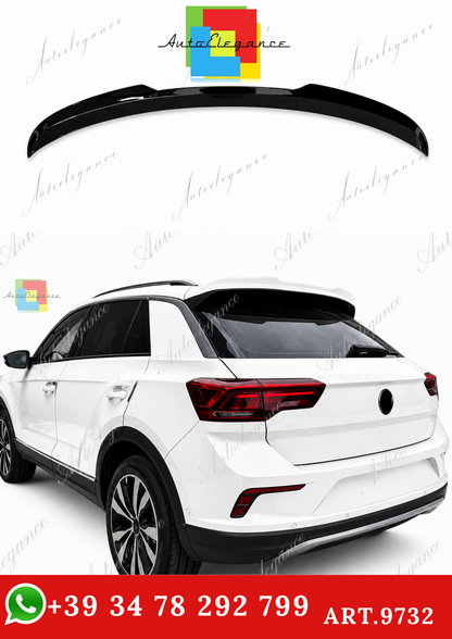 🔥ART.9732 SPOILER POSTERIORE PER TETTO  VW T-ROC IN ABS NERO LUCIDO / 2017+🔥