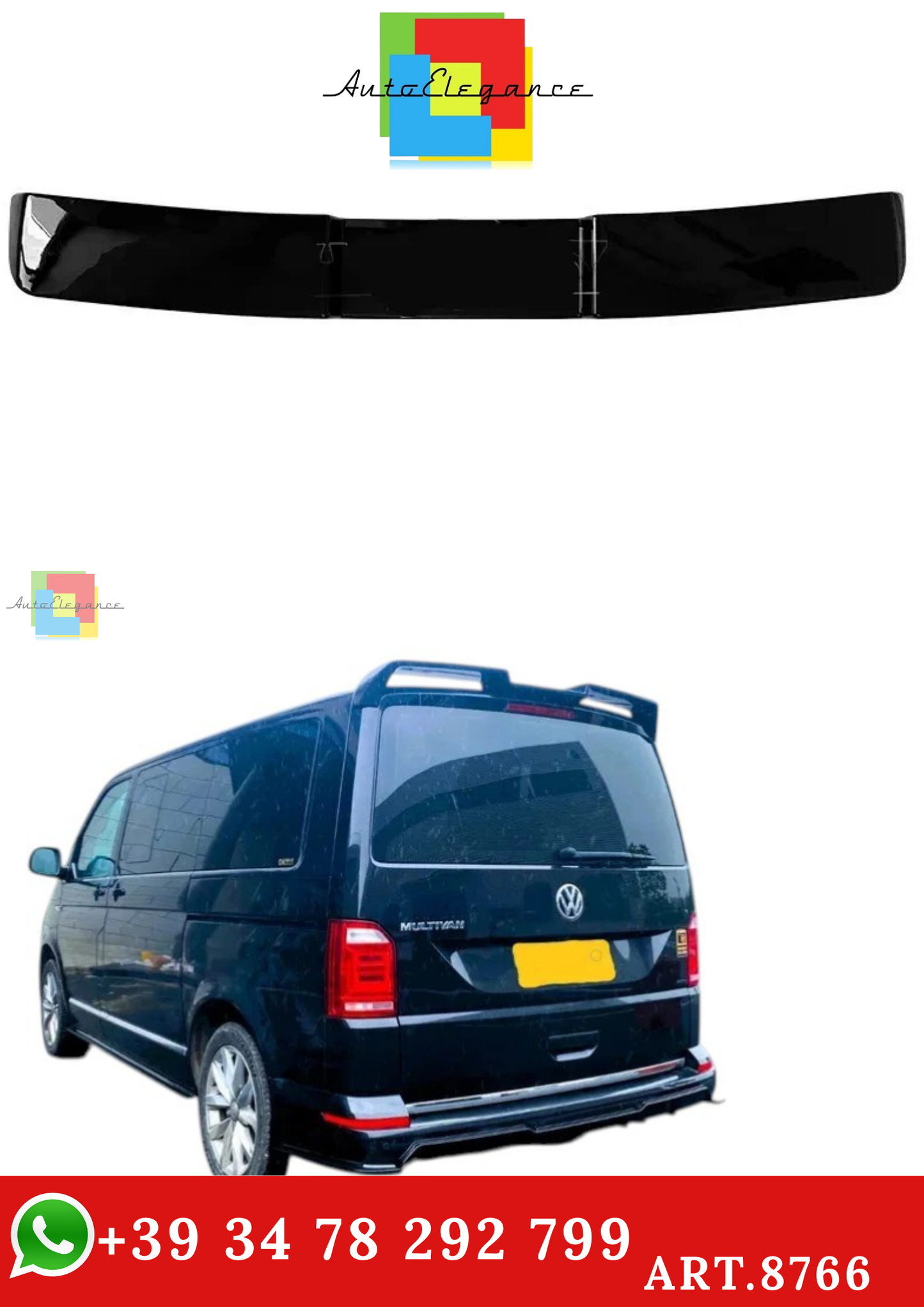 🔥ART.8766 SPOILER TETTO PORTELLONE  VW TRANSPORTER T6 6.1 NERO LUCIDO 15+🔥