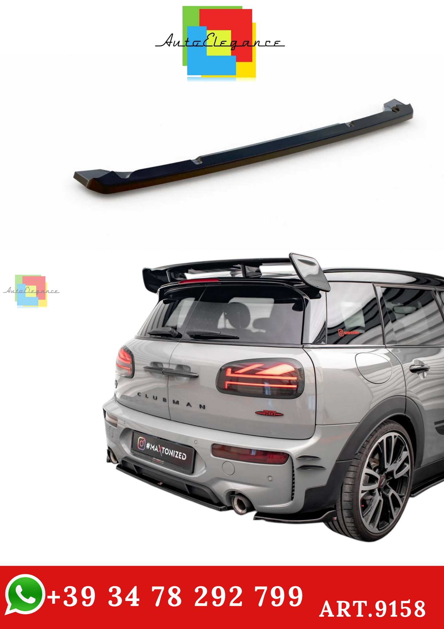 🔥ART.9158 SPLITTER POSTERIORE PER Mini COOPER CLUBMAN JOHN COOPER WORKS F54🔥