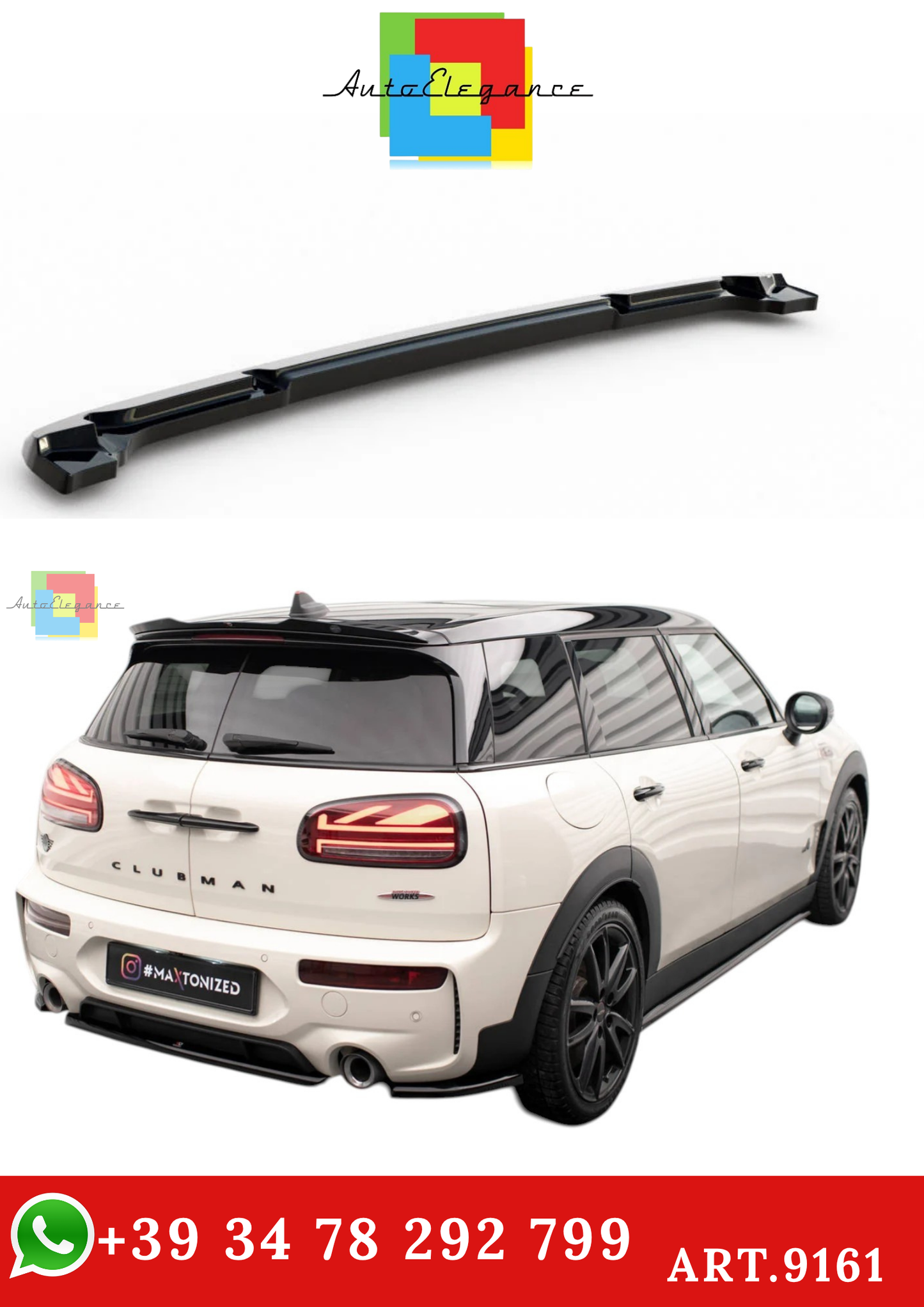 🔥ART.9161 SPLITTER POSTERIORE PER MINI COOPER CLUBMAN JOHN COOPER WORKS F54🔥
