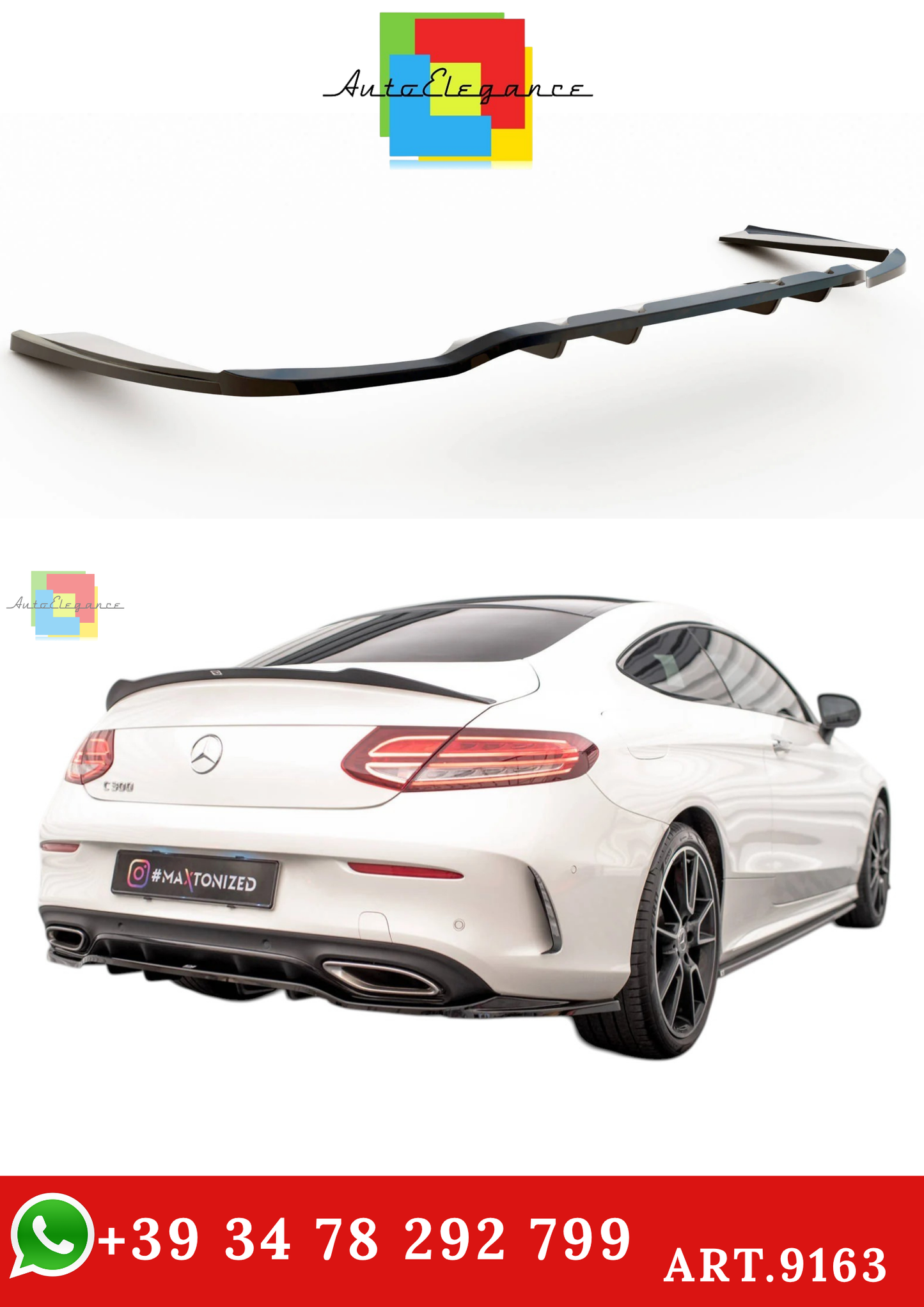 🔥ART.9163 SPLITTER POSTERIORE MERCEDES-BENZ C COUPE AMG-LINE C205 FACELIFT🔥